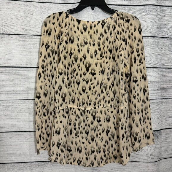 Rebecca Taylor Animal Print Ruffle Long Sleeve Blouse Size 8 - Picture 5 of 5